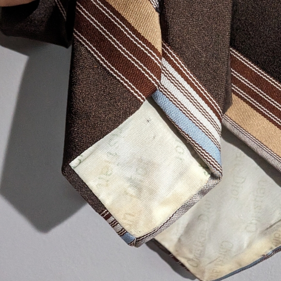 Vintage Christian Dior Monsieur Brown and Blue striped men's neck tie - Picture 7 of 7